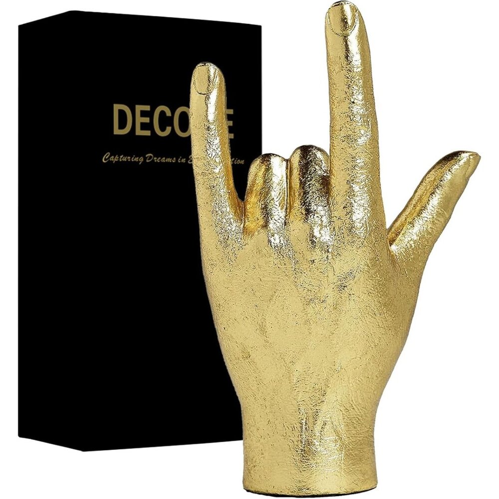 Gold Gesture Statues and Sculptures Resin Hand Sculpture Finger Statues Classic